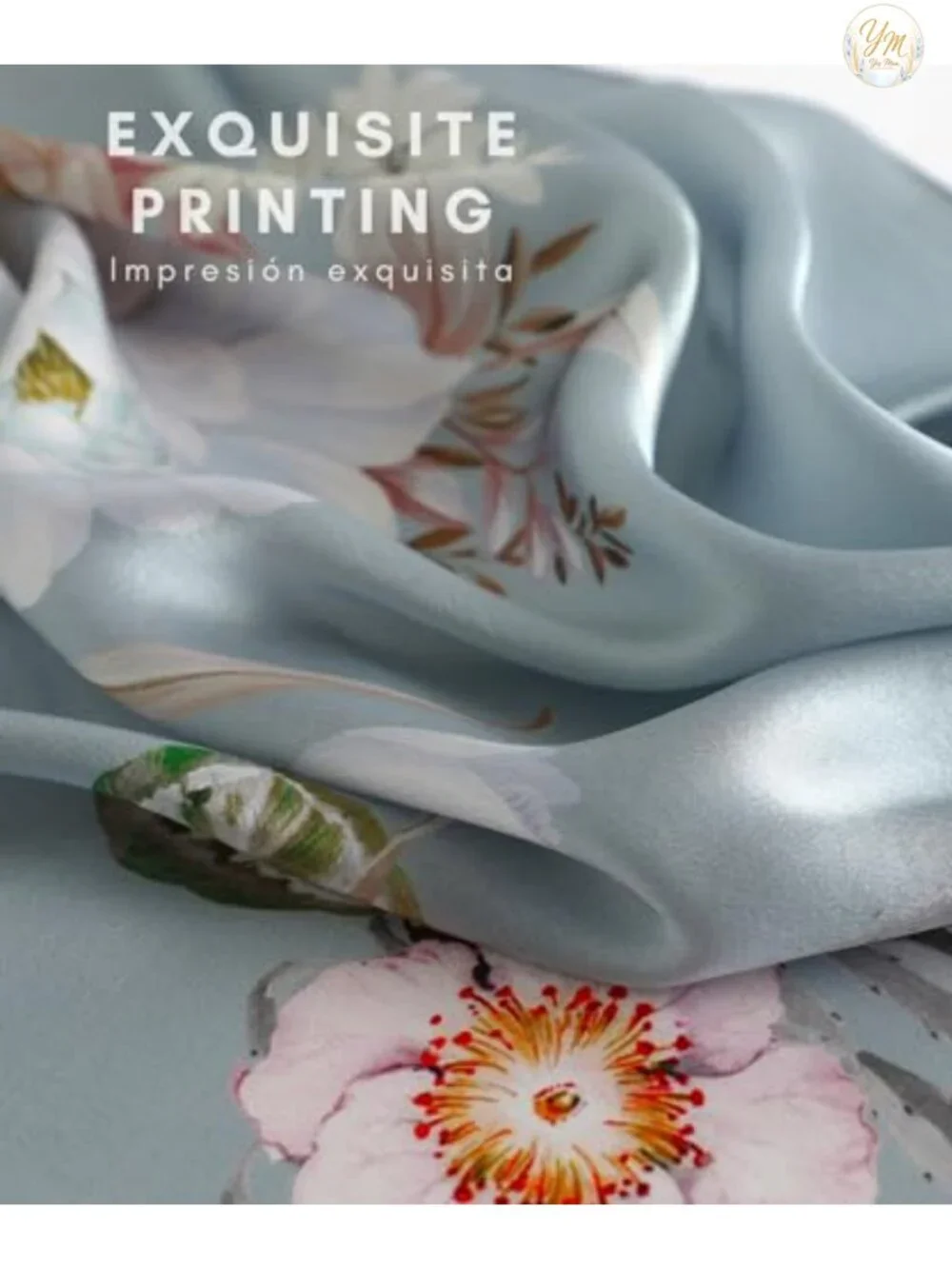 100% Mulberry Silk Scarf for Women, Long Wrap 68x21, Floral Print